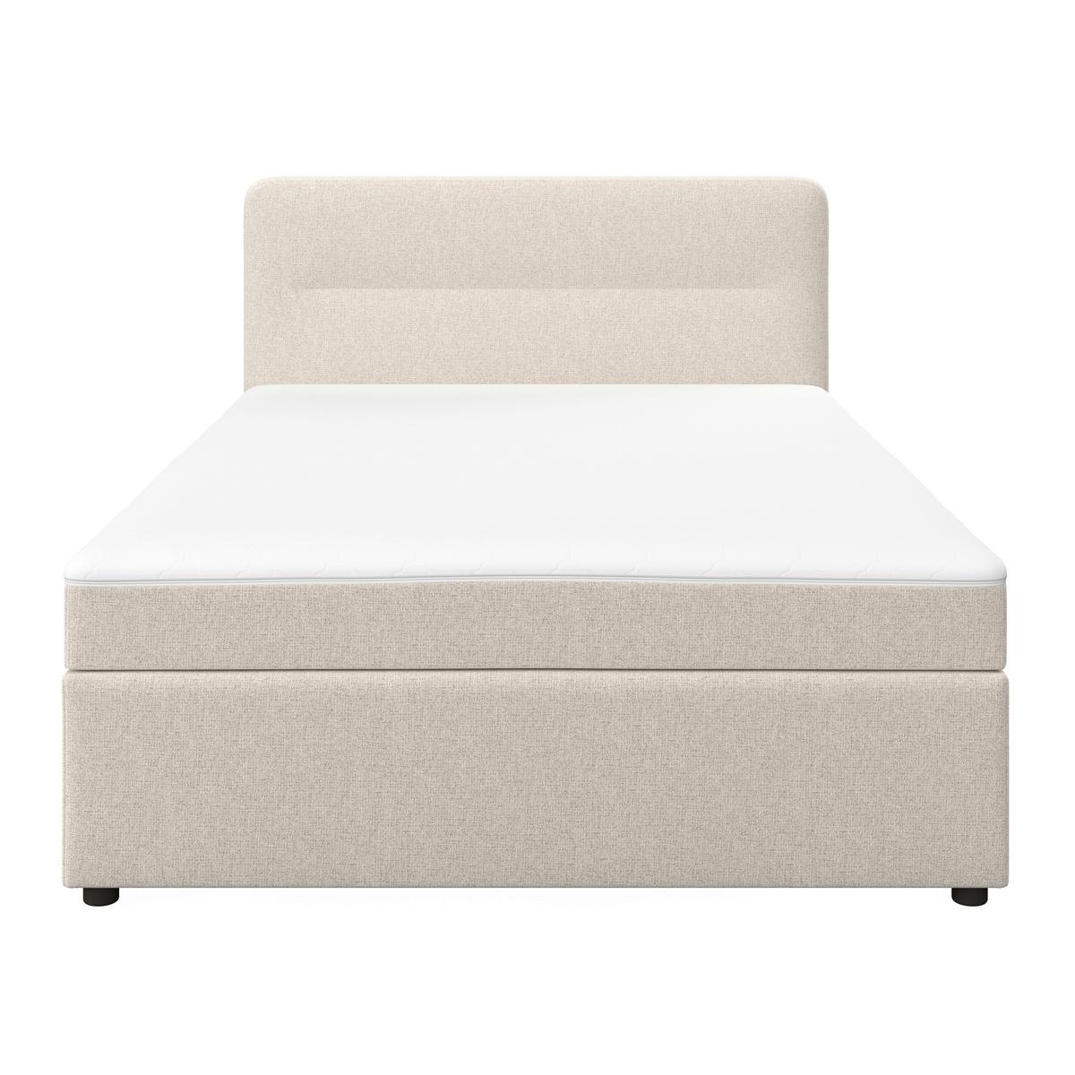 Boxspringová postel MARCO 140x200, béžová - černá/krémová, Moderní, dřevo/textil (140/200cm) - Bessagi Home