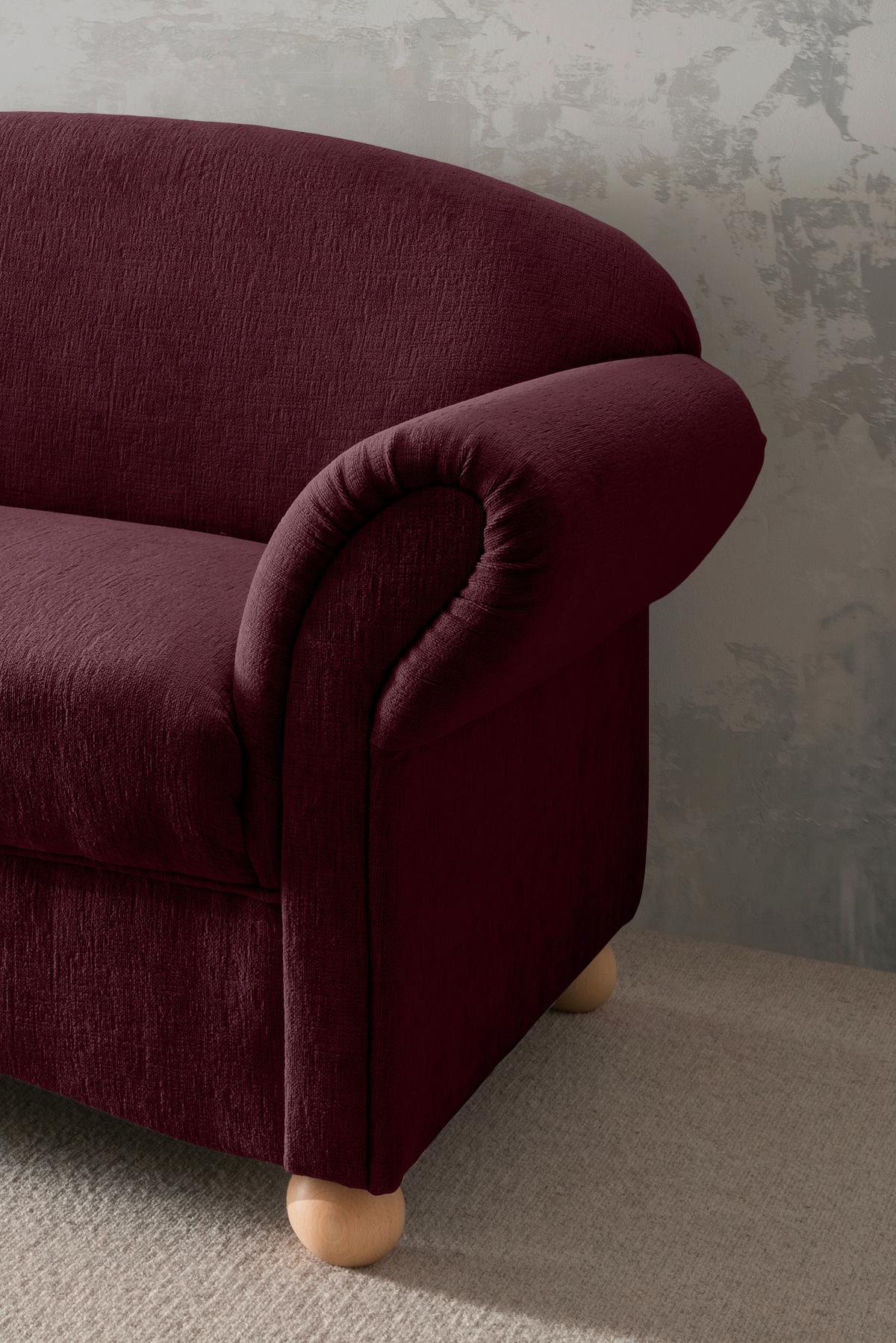 2-sitzer-sofa Torello Bordeaux B: 151cm - Wildeiche/Bordeaux, KONVENTIONELL, Textil (151/94/80cm) - Livetastic