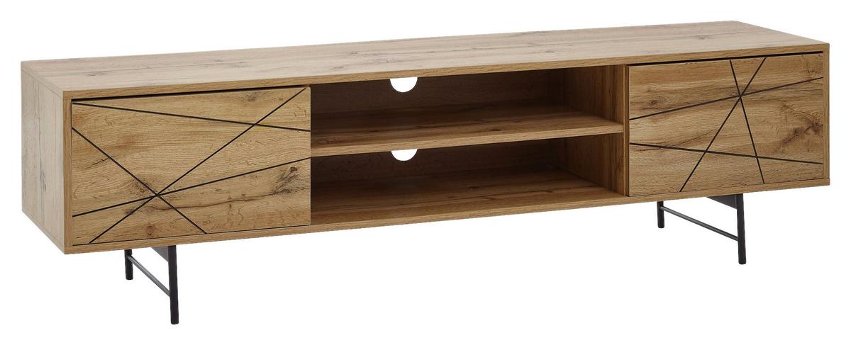 Hnědá komoda š: 163 cm - černá/hnědá, Moderní, kov/kompozitní dřevo (160/45/40cm) - MID.YOU