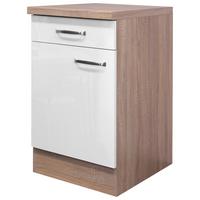 Küchenunterschrank Valero Us 50 - Weiß Hochglanz/Sonoma Eiche, MODERN, Holzwerkstoff (50/86/60cm) - FlexWell