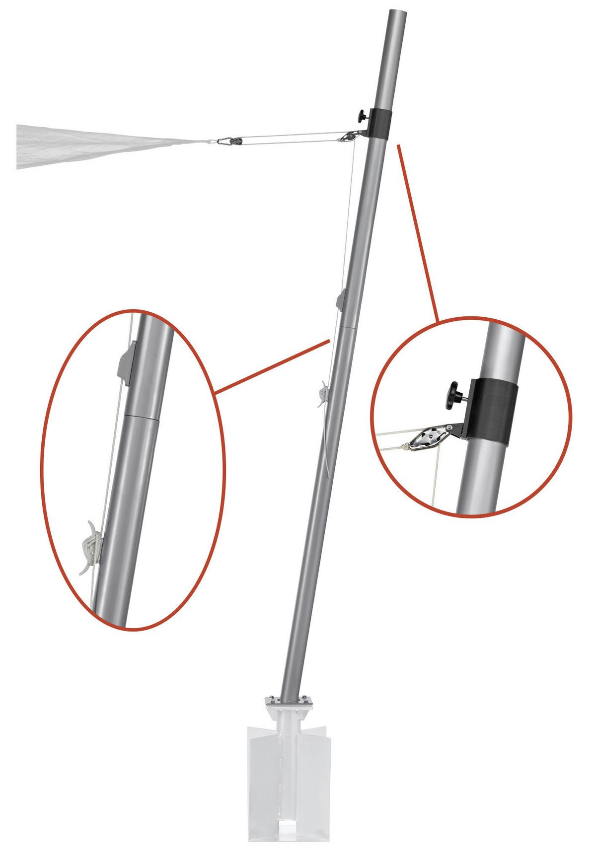 Sonnensegelzubehör Mast für Sonnensegel - Hellgrau, Basics, Metall (6/240/6cm) - Schneider