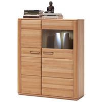 Highboard teilmassiv B: 107 cm Sena Buchefarben - Buchefarben, Design, Glas/Holz (107/131/38cm) - Livetastic