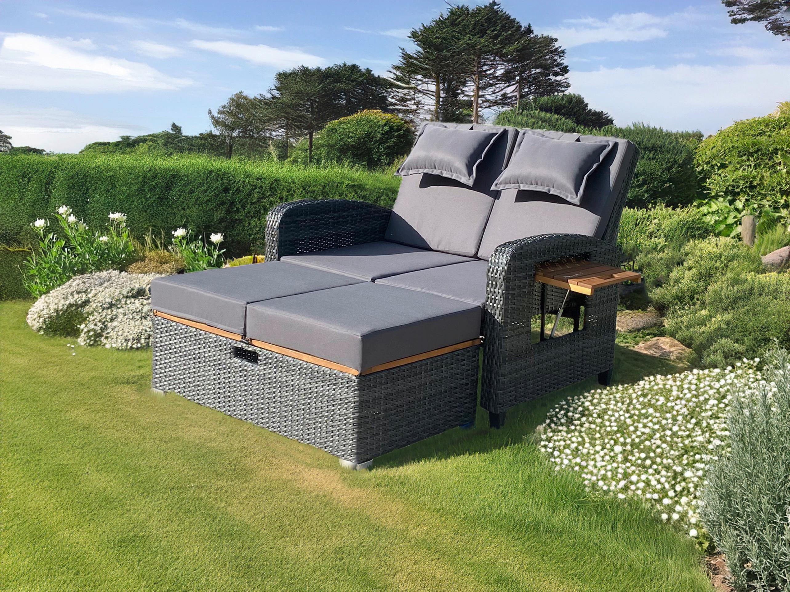 Loungegarnitur Bari - Dunkelgrau/Anthrazit, Basics, Holz/Kunststoff (116/95/118cm) - Gardenson