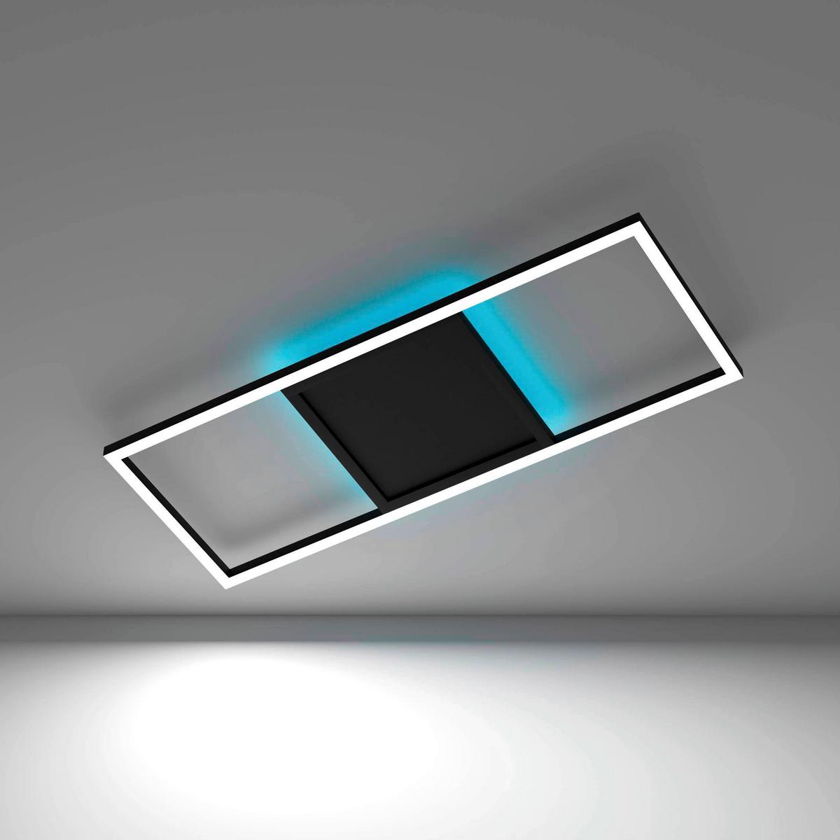 LED-Deckenleuchte Calagrano-Z L: 64 cm mit Farbwechsler - Schwarz/Weiß, Design, Kunststoff/Metall (64/24/4,5cm) - Eglo