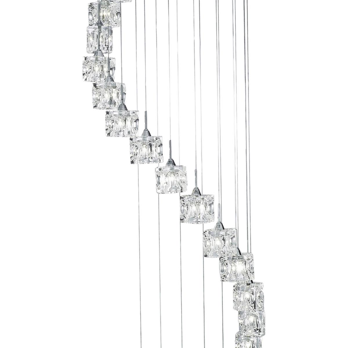 Led Függőlámpa Ice Cube Led 6720-20-Led - krómszínű, Design, üveg/fém (45/45/180cm)