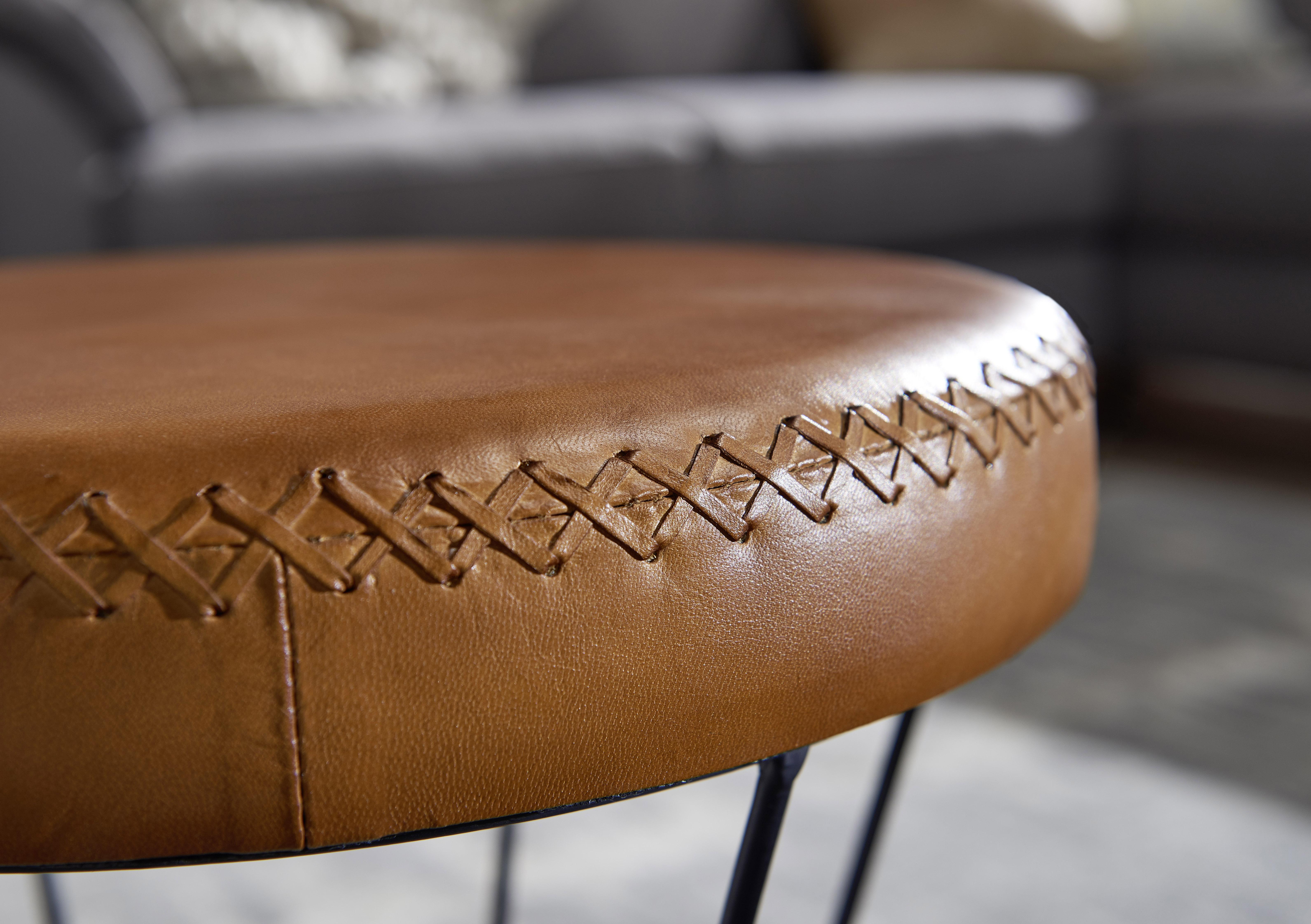 MID.YOU Hocker Leder Braun Sitz Gepolstert H: 48 cm Rund