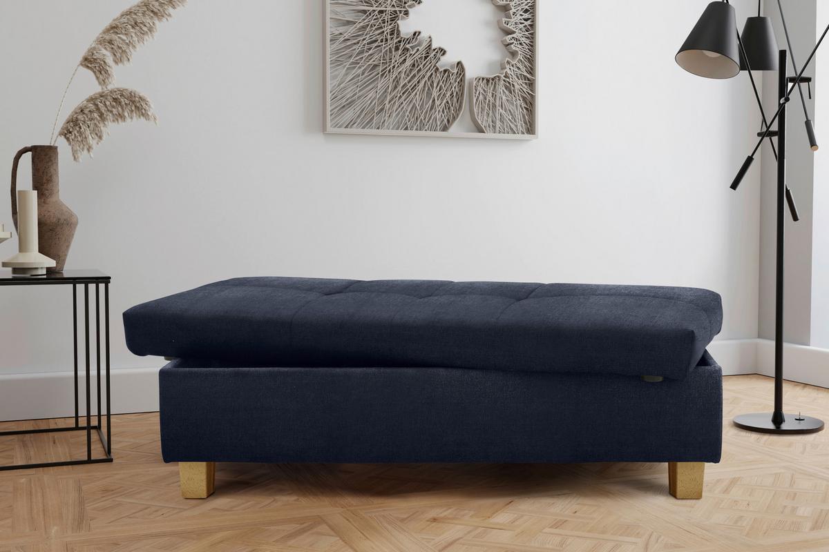 Polsterhocker Franzi Blau H: 42 Cm Inkl. Stauraum - Blau, KONVENTIONELL, Textil (131/42/61cm) - MID.YOU