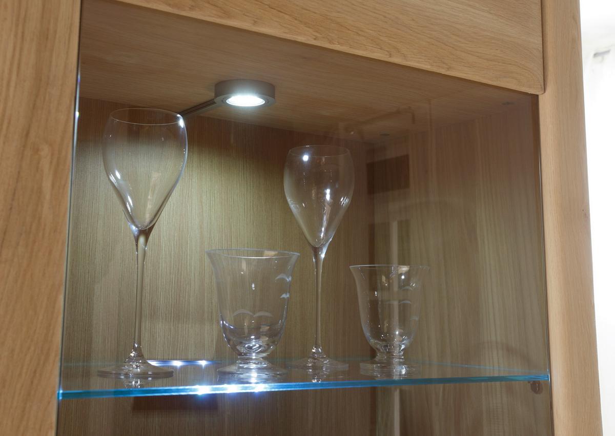 Eckvitrine teilmassiv B: 69 cm Sena Eichefarben - Eichefarben, Design, Glas/Holz (69/209/69cm) - Livetastic