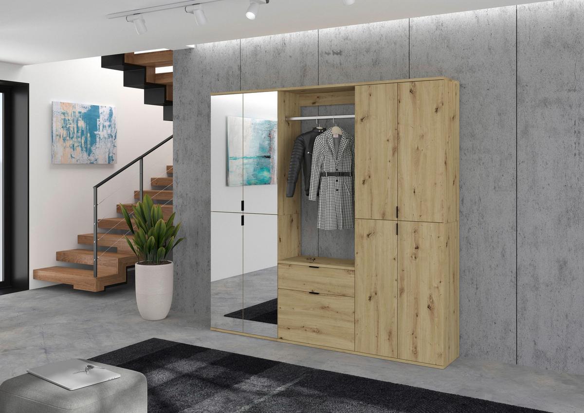 Garderobe Projekt X Eiche Artisan B: 183 cm - KONVENTIONELL, Glas/Holzwerkstoff (183/193/34cm) - MID.YOU
