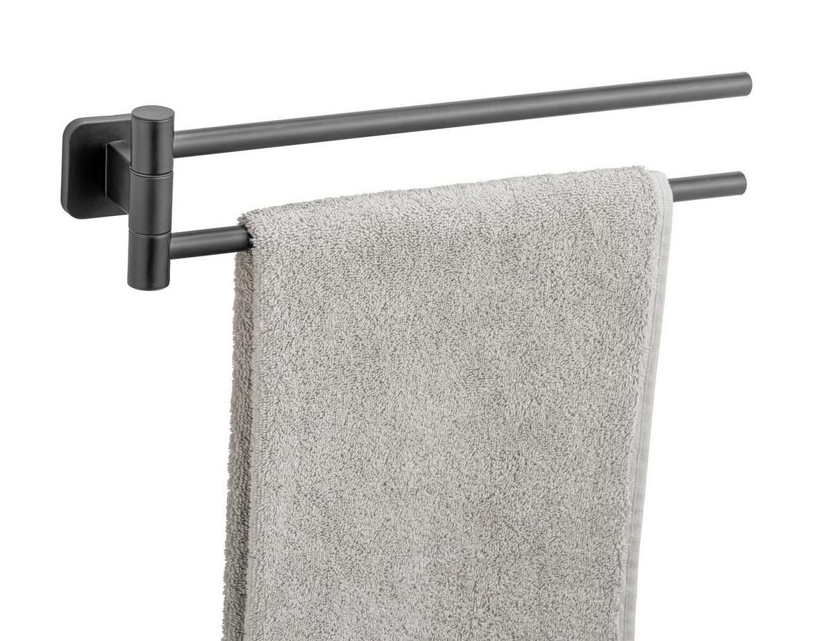 Handtuchhalter Porto Black Schwarz B: 5,5 cm - Schwarz, MODERN, Metall (5,5/9,5/43cm) - Wenko