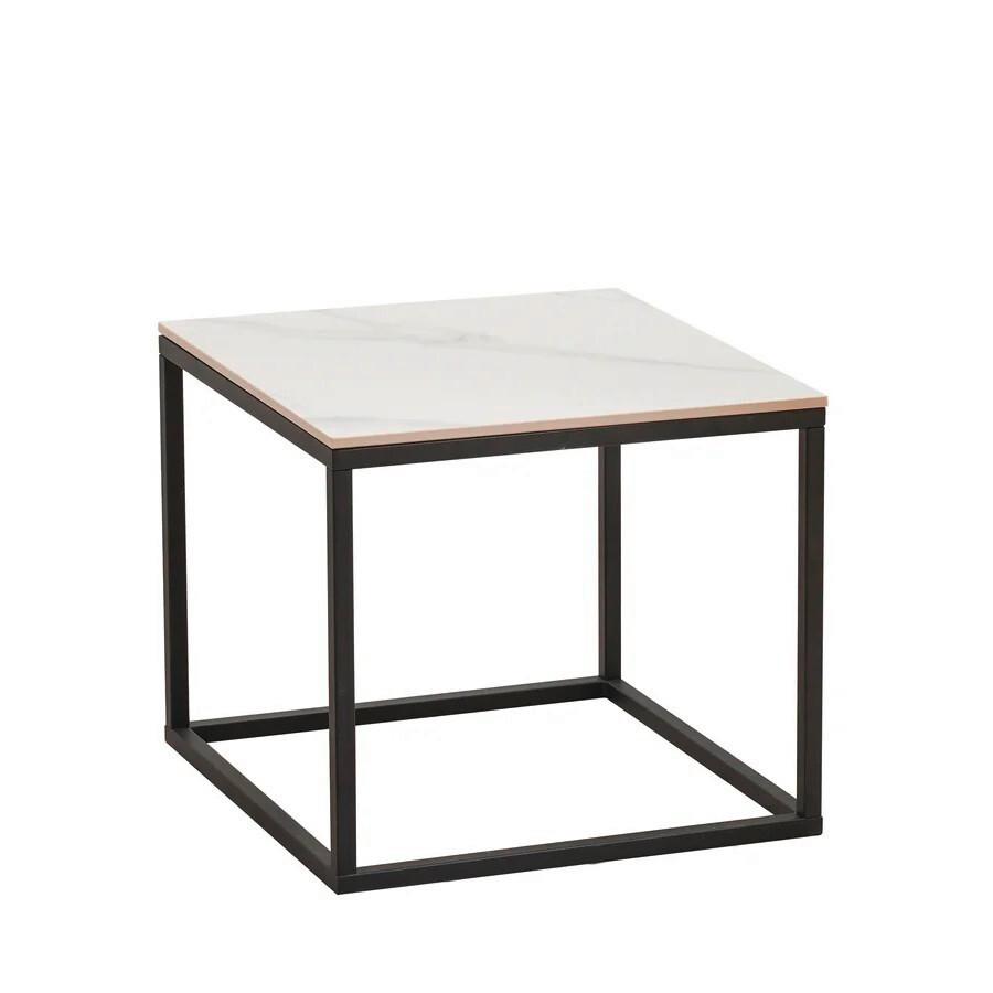 Couchtisch Michael Weiß/schwarz, 50 Cm - Schwarz/Weiß, MODERN, Stein/Metall (50/44/50cm) - MID.YOU