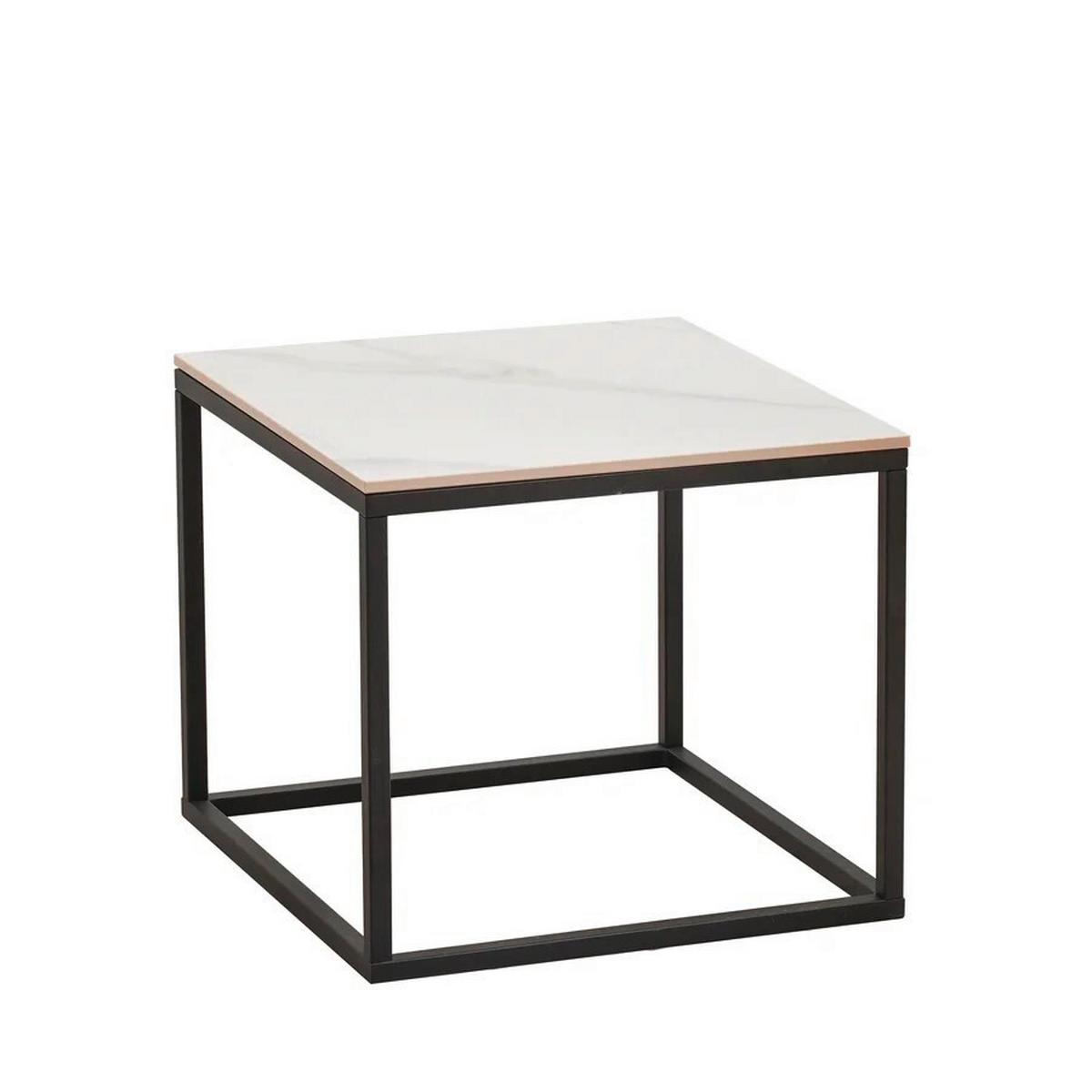 Couchtisch Michael Weiß/Schwarz, 50 cm - Schwarz/Weiß, MODERN, Stein/Metall (50/44/50cm) - MID.YOU