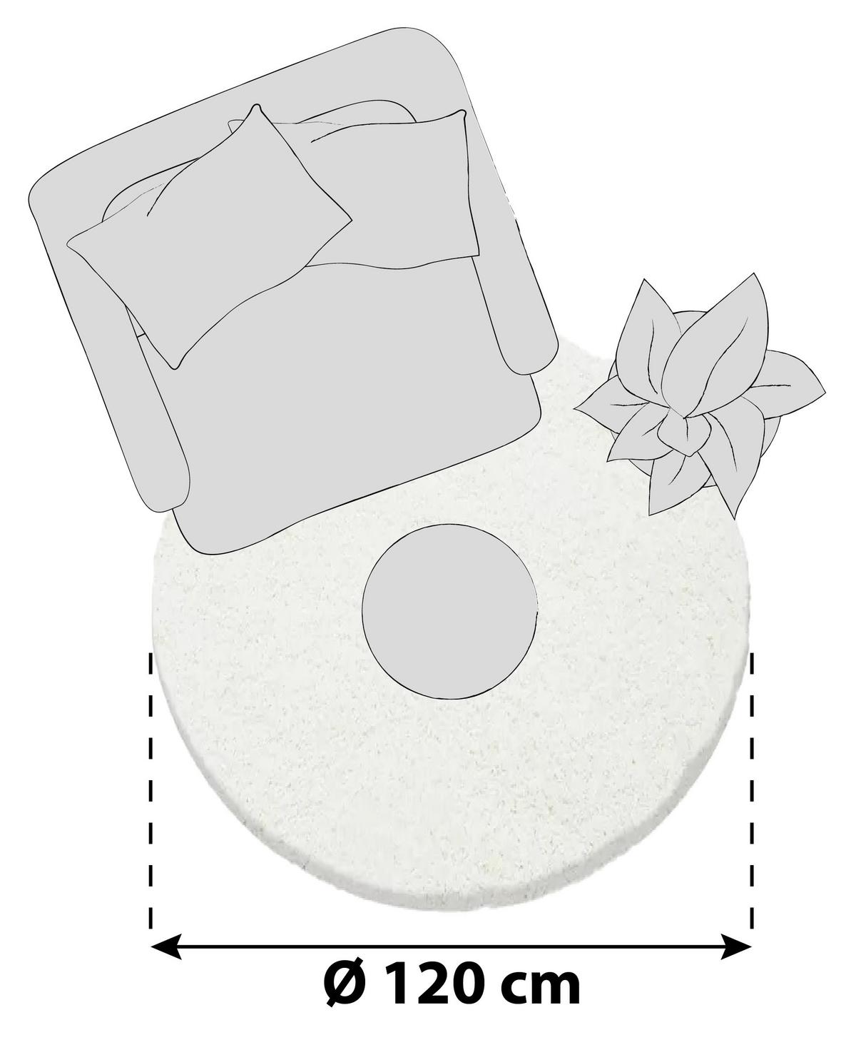 Hochflor Teppich Creme Dream Rund Ø 120 cm - Creme, KONVENTIONELL, Textil (120cm) - Novel