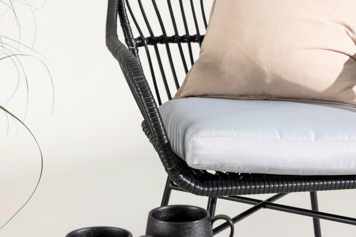 Balkonset Viga - Schwarz, KONVENTIONELL, Kunststoff/Metall - Gardenson