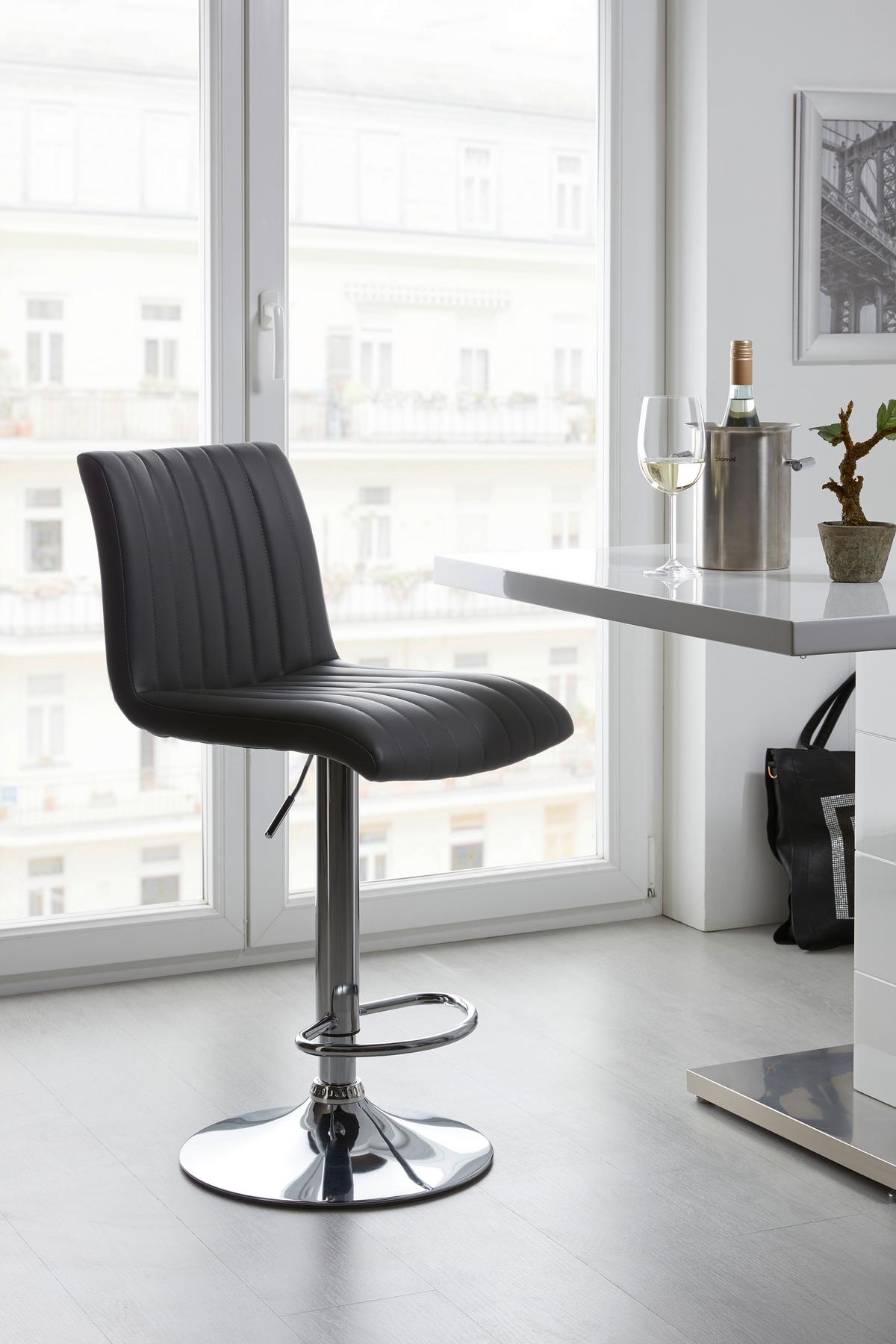 Barhocker höhenverstellbar mit Lehne Party Grau/Chrom - Chromfarben/Grau, MODERN, Textil/Metall (43/91-112/54cm) - MID.YOU