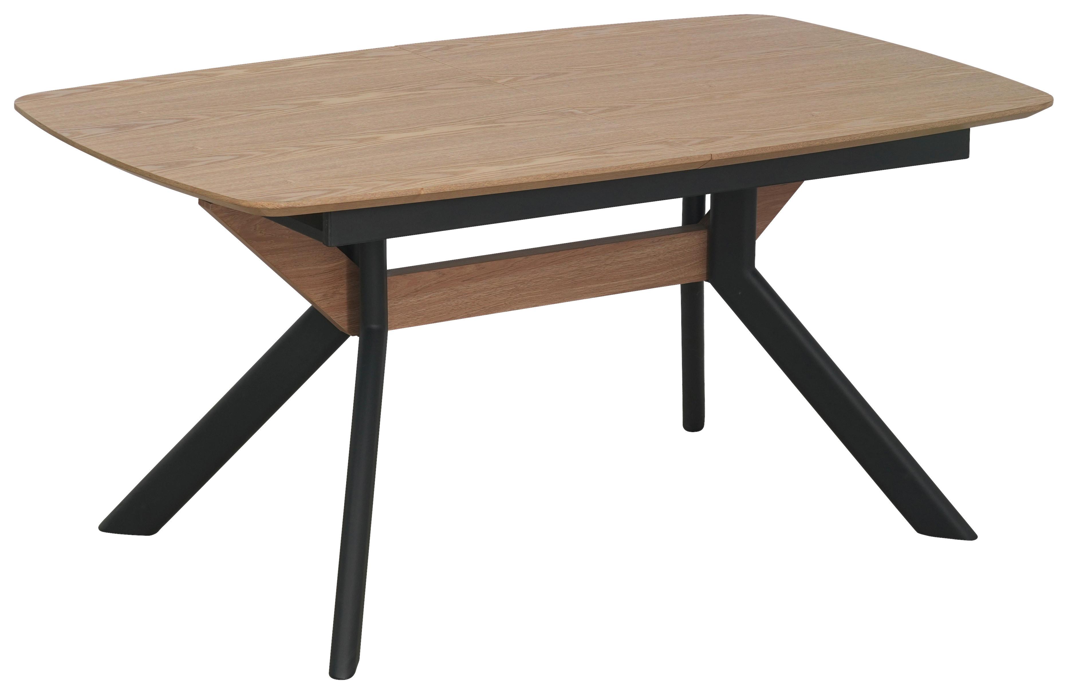 Esstisch Riga Naturfarben/SchwarzL:160-200cm - Schwarz/Naturfarben, MODERN, Holzwerkstoff/Metall (160/200/95/76cm) - Livetastic