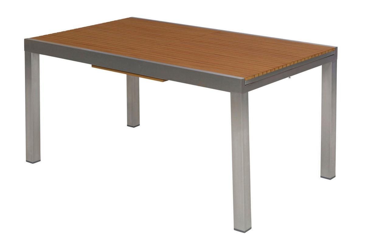 Gartentischgruppe San Remo 7 -Teilig. Grau/Natur/Silberfarben - Silberfarben/Naturfarben, KONVENTIONELL, Kunststoff/Textil - Gardenson