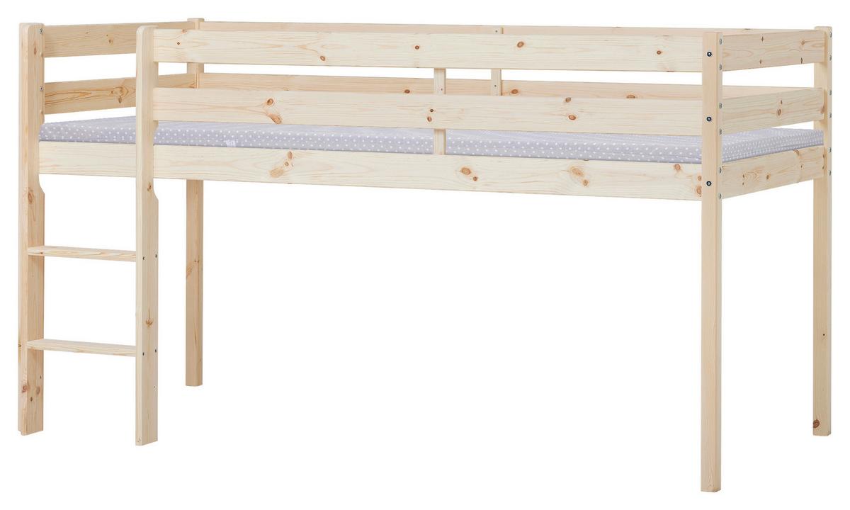 Hochbett Eco Comfort Kiefer Massiv, Lf: 90x200 cm - Naturfarben/Kieferfarben, MODERN, Holz (90/200cm) - MID.YOU