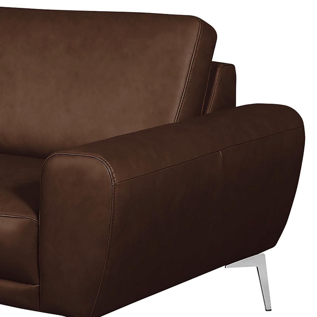 3-Sitzer-Sofa Springer D. Braun Schwarz, B: 207 cm - Chromfarben/Dunkelbraun, Design, Leder (207/85/92cm) - Livetastic