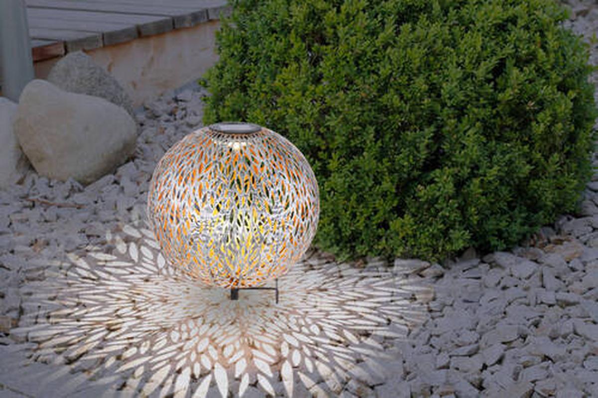 Solarleuchte Gold/silberfarben 33627 H: 38 Cm - Silberfarben/Goldfarben, KONVENTIONELL, Metall (27/38cm) - Globo
