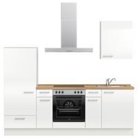 Kuchyňská linka 240 cm, alpská bílá vysoký lesk - barvy dubu/vysoce lesklá bílá, Moderní, kov/kompozitní dřevo (240cm) - Nobilia