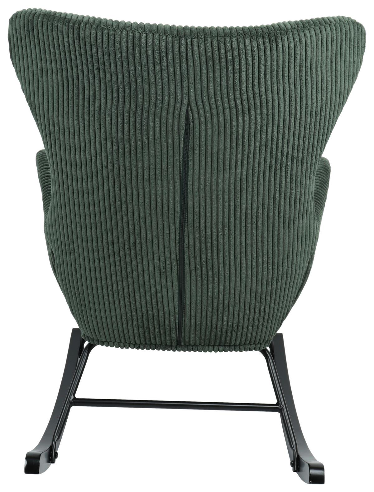 Schaukelstuhl mit Armlehnen Granny Stoffbezug Grün - Schwarz/Grün, MODERN, Holz/Textil (67/92/85cm)