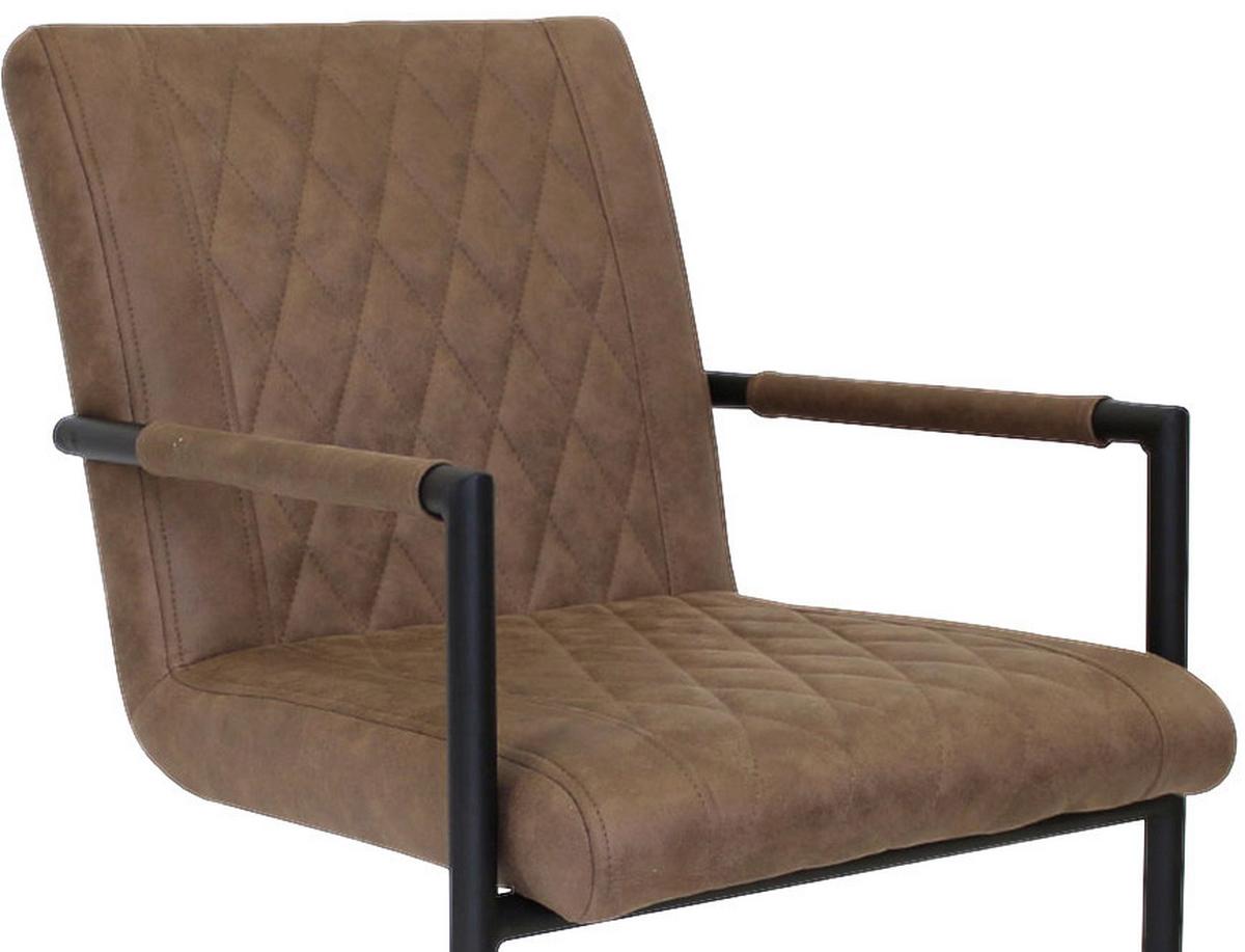 Armlehnstuhl Damian Taupe Gepolstert 2er-Set - Taupe/Schwarz, LIFESTYLE, Textil/Metall (52/88/63cm) - MID.YOU