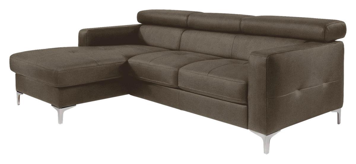 Ecksofa Sammy Braun - Chromfarben/Braun, Design, Textil (169/226cm) - Livetastic
