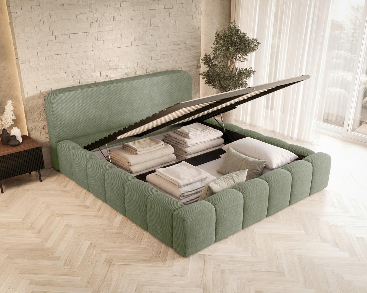 Polsterbett Deli 120 Mint LF: 120x200cm - Schwarz/Mintgrün, MODERN, Textil/Metall (120/200cm) - MID.YOU
