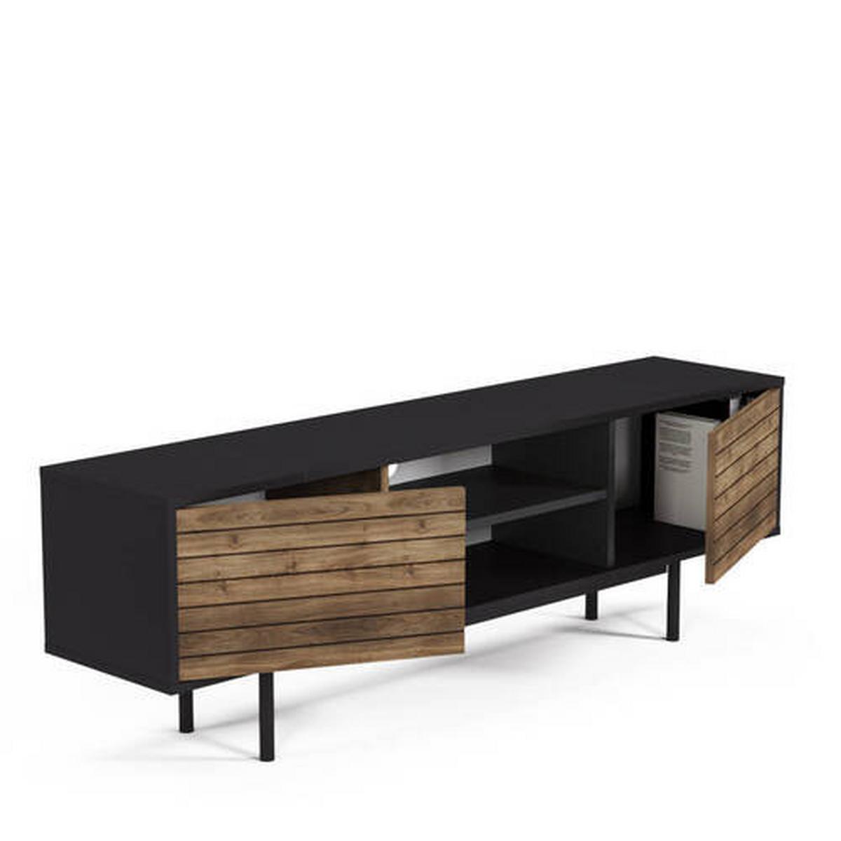 Nízká komoda, černá/barva ořechů - černá/barvy vlašských ořechů, Design, kompozitní dřevo (160/50,5/35cm) - Livetastic