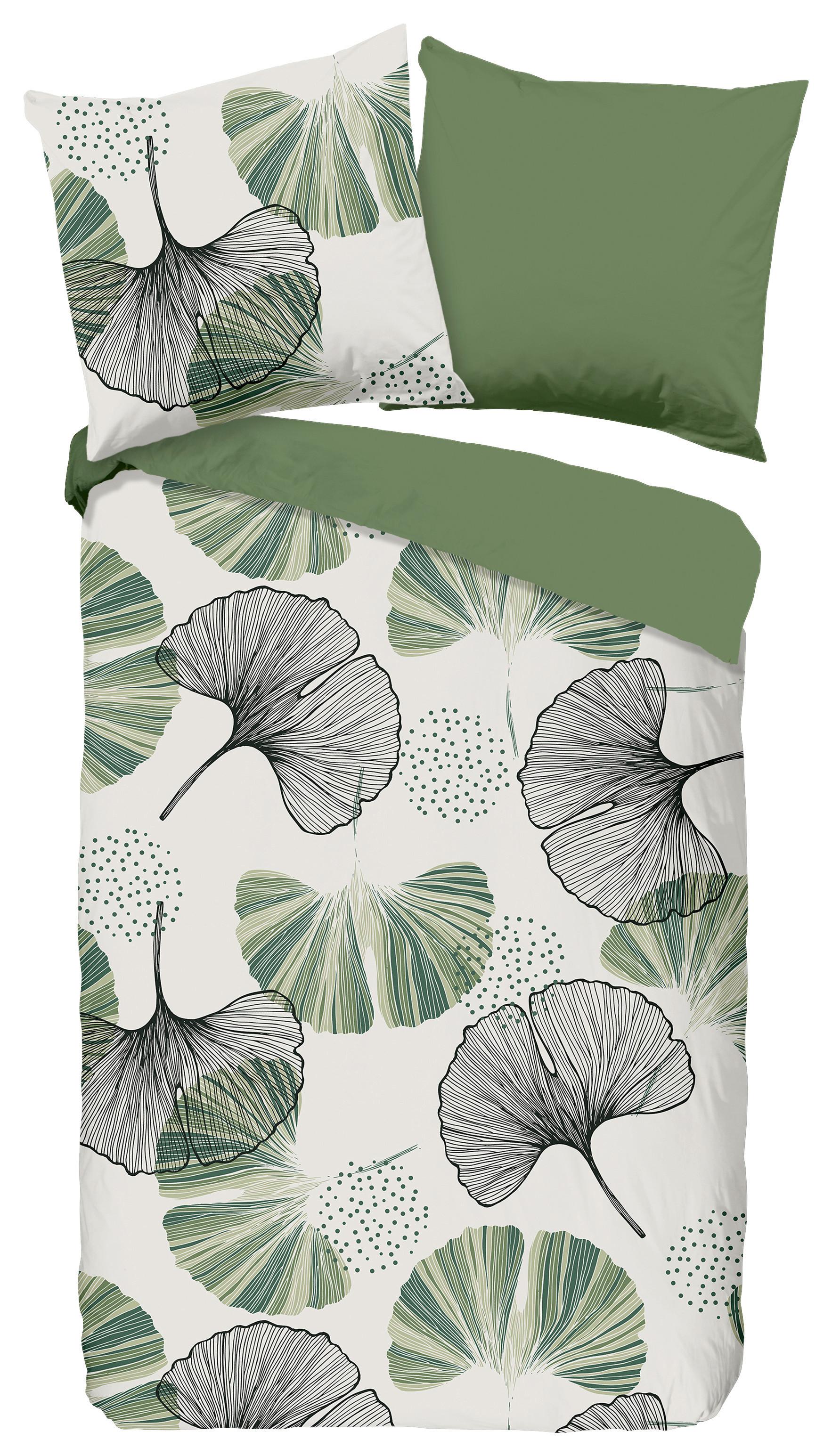 Wendebettwäsche Gigi Grün 135x200 cm - Grün, Natur, Textil (135/200cm)