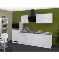 Küchenzeilen Lucca Mit Geräten 270 Cm Weiß - Graubraun/Weiß, KONVENTIONELL, Holzwerkstoff (270cm) - FlexWell