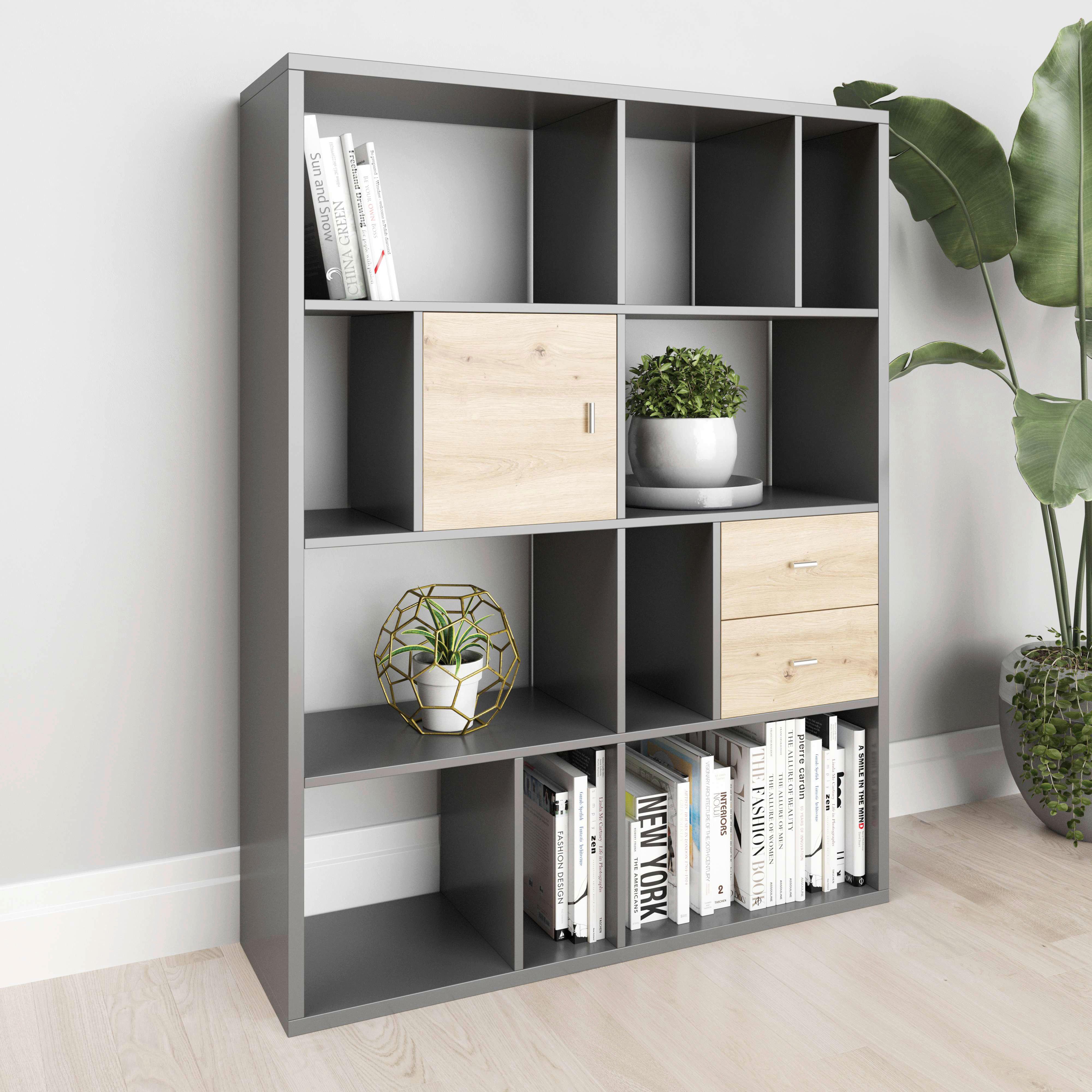 Regal Fortuna - Grau, Basics, Holzwerkstoff (113/147/34cm) - MID.YOU