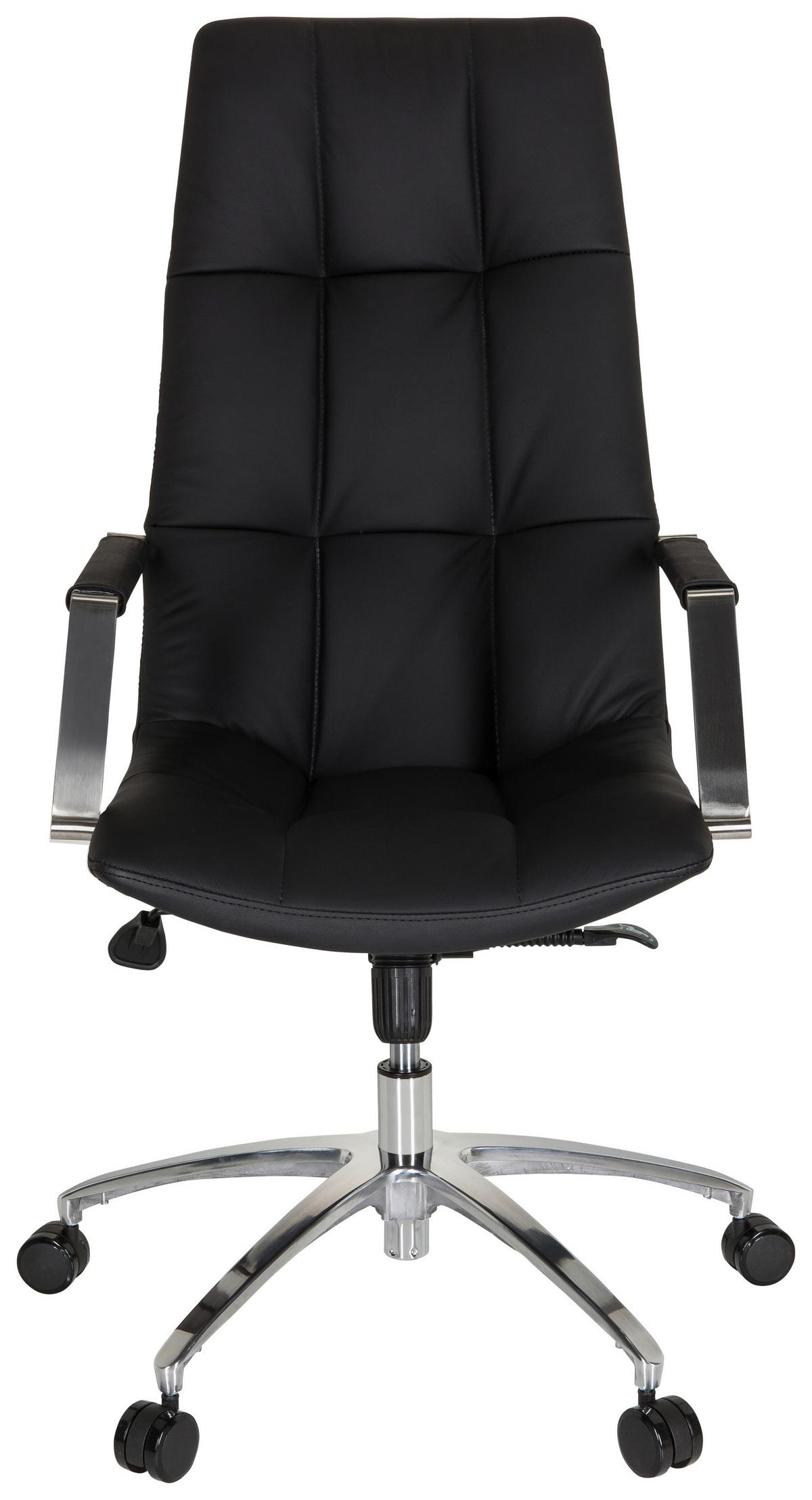 Drehstuhl Saranto Pro Schwarz - Silberfarben/Schwarz, MODERN, Leder/Kunststoff (58/115/74cm) - MID.YOU