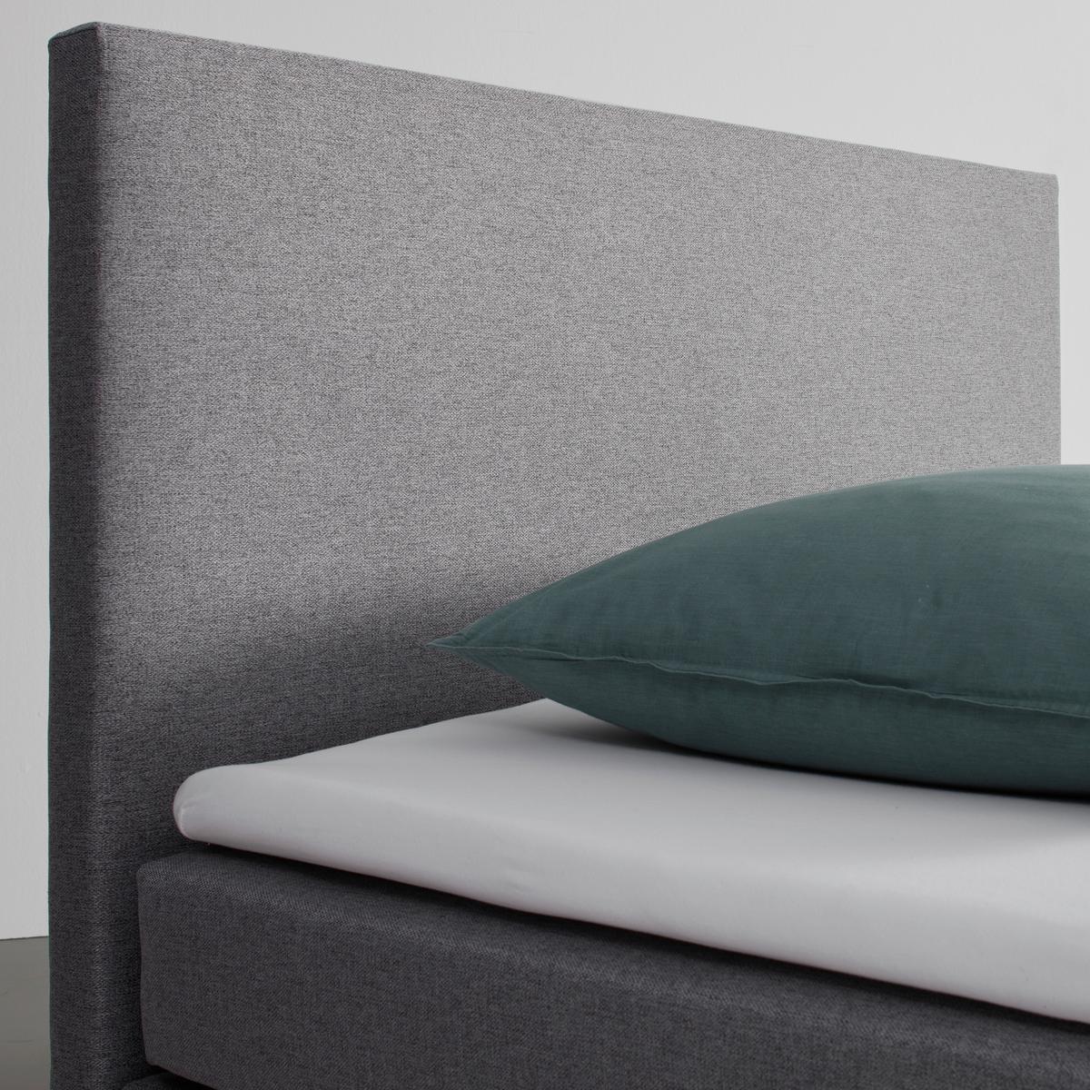 Postel boxspring s toperem, 140x200 cm, šedá - šedá/černá, Moderní, dřevo/textil (140/200cm) - Bessagi Home