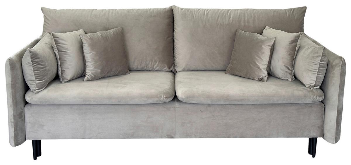 3-sitzer-sofa Mit Schlaffunktion Orlando B:220cm - Taupe/Schwarz, Design, Textil (220/96/102cm) - MID.YOU