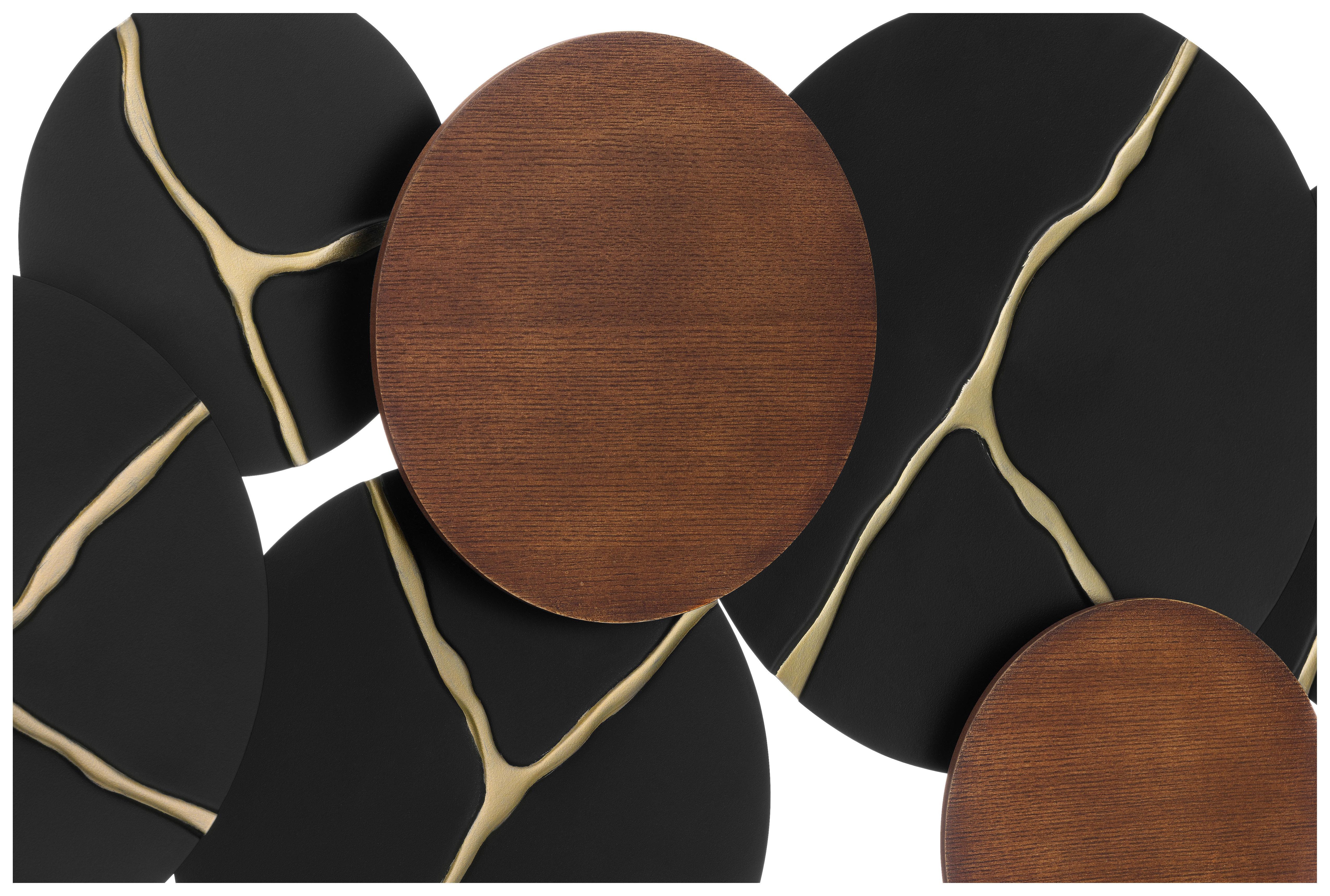 Wanddeko Rene - Goldfarben/Schwarz, KONVENTIONELL, Holzwerkstoff/Metall (115/5/46cm) - Luca Bessoni