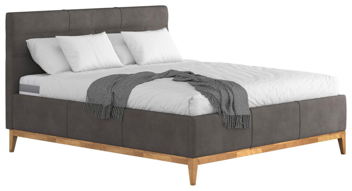 Polsterbett Mit Bettkasten Jupiter 160x200 Cm Dunkelgrau - Dunkelgrau/Eichefarben, MODERN, Holz/Holzwerkstoff (160/200cm) - MID.YOU
