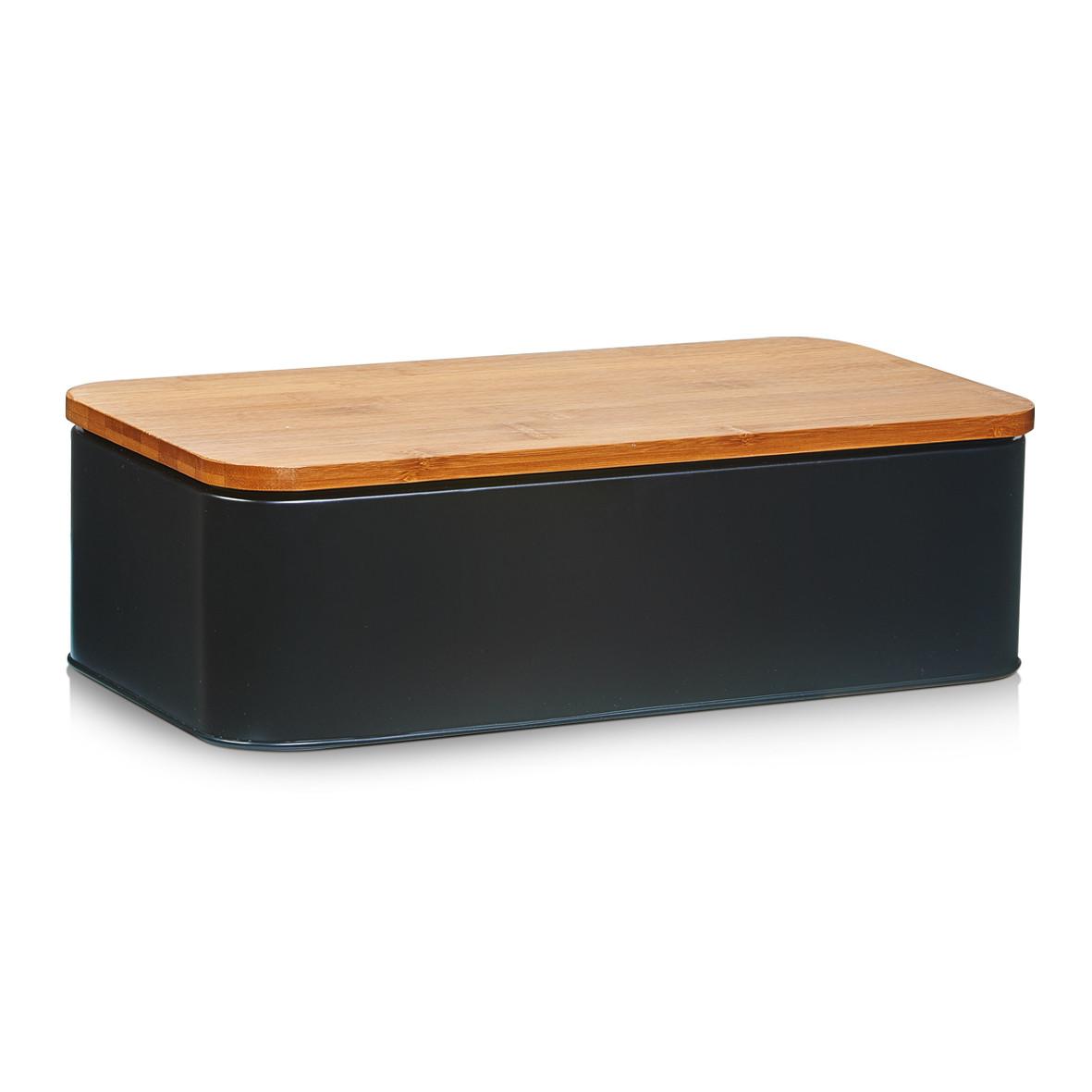 Brotkasten Schwarz B: 43 Cm - Schwarz, Basics, Holz/Metall (43/23/13cm) - Zeller Present