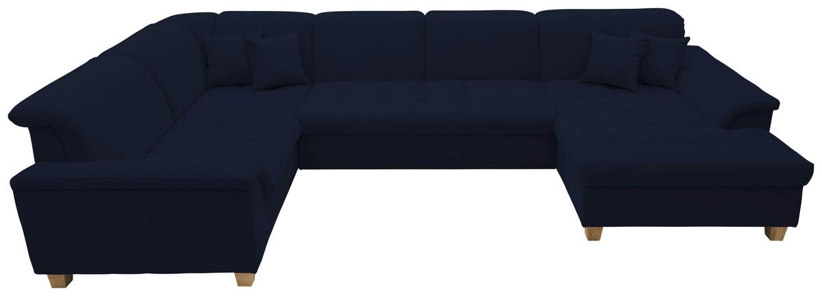Wohnlandschaft Franzi Blau Mikrofaser - Eichefarben/Dunkelblau, KONVENTIONELL, Textil (206/344/162cm) - MID.YOU