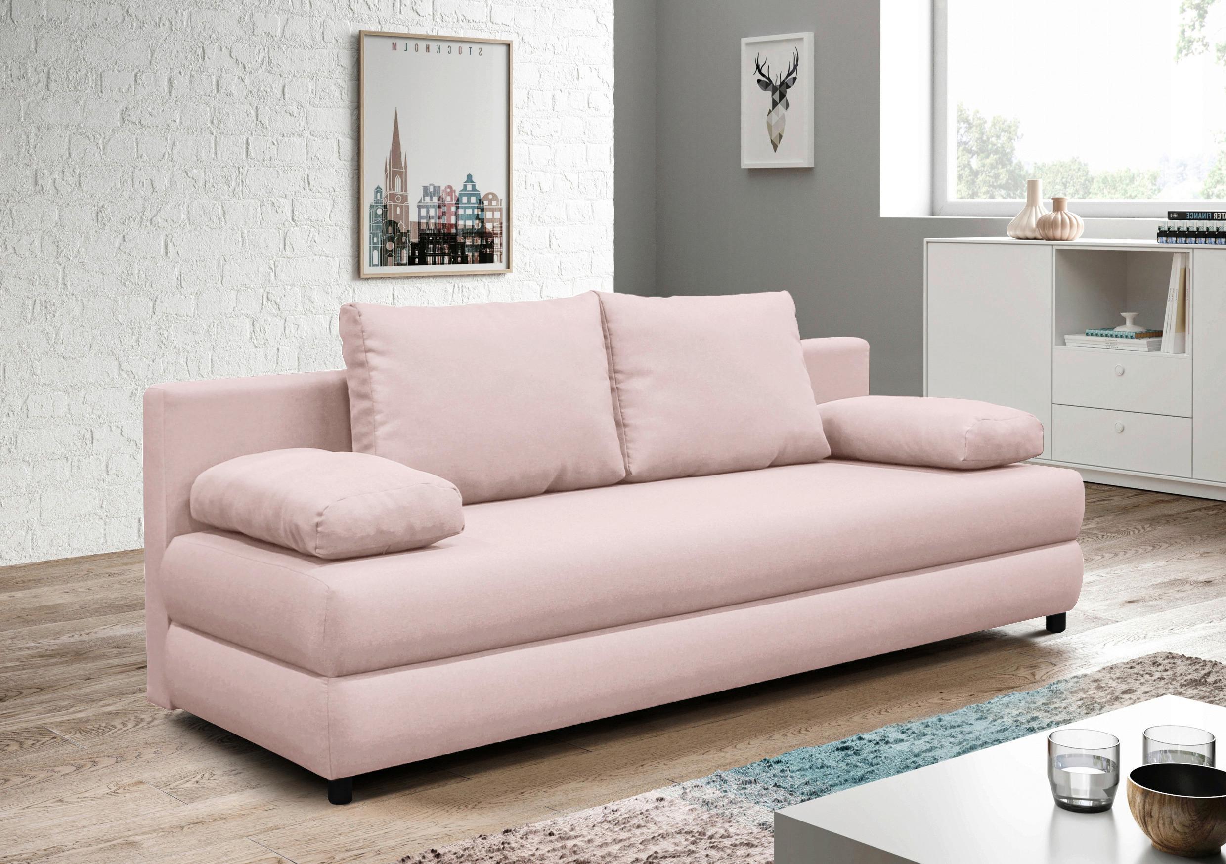 Schlafsofa Mela Rosa B: 200 cm - Schwarz/Rosa, Design, Textil (200/88/87cm) - P & B