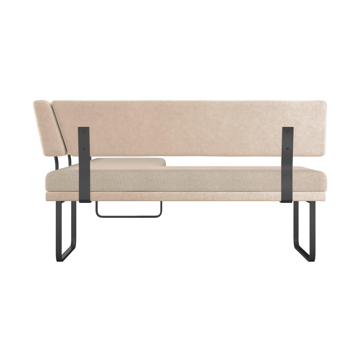 Eckbank Kian Webstoff Creme,  S:164x233 cm - Creme/Schwarz, Trend, Textil/Metall (164/233cm)