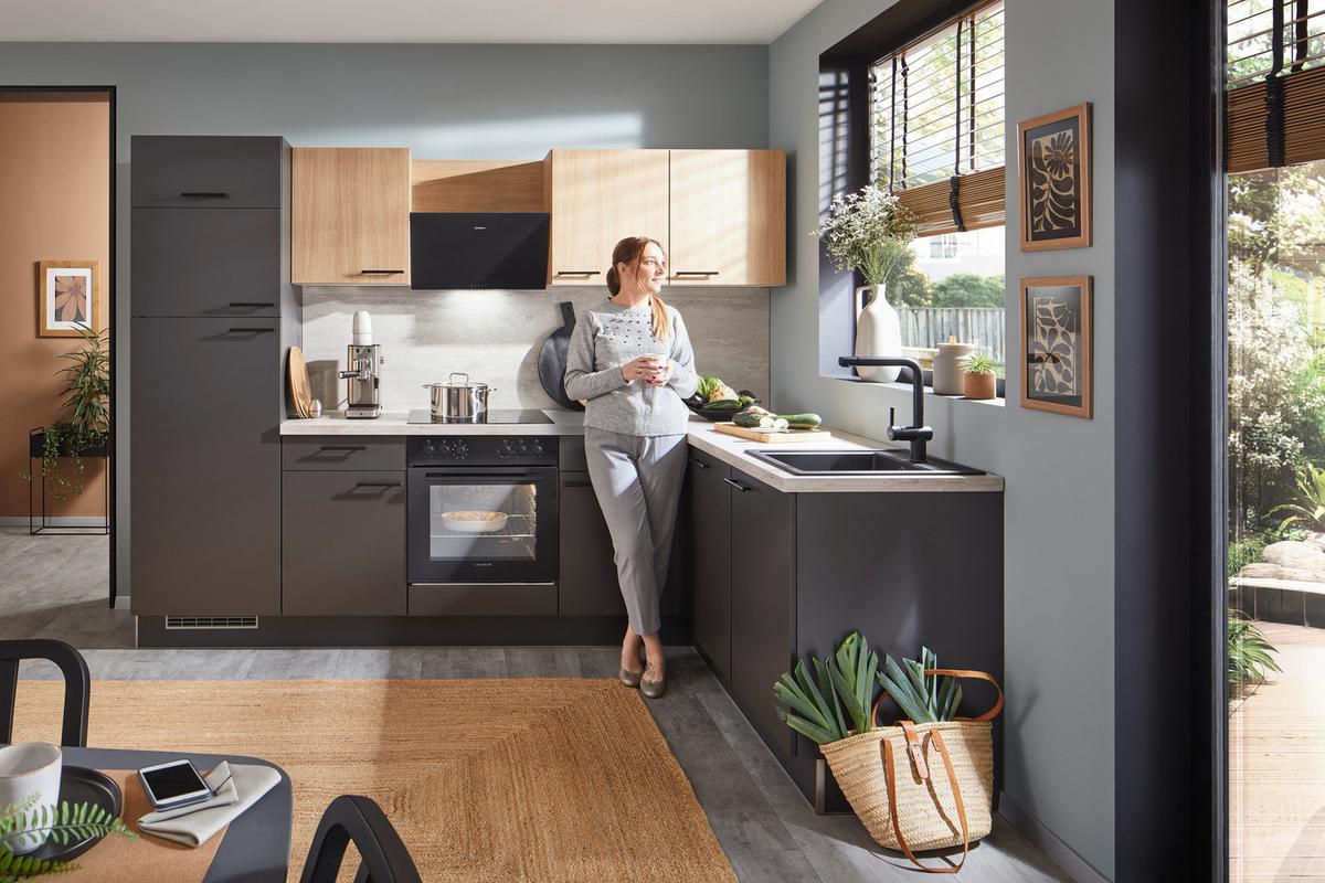 Eckküche Pn80/100 - Eichefarben/Beige, Trend, Holzwerkstoff (275/175cm) - Pino