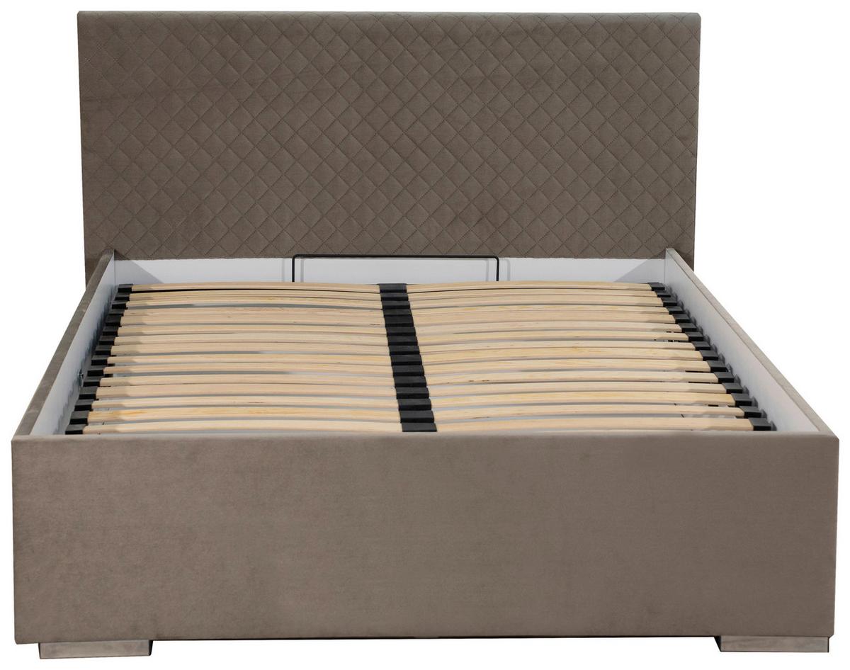 Polsterbett Mit Bettkasten 120x200 Cm Syntia - Chromfarben/Beige, MODERN, Holz/Textil (120/200cm) - MID.YOU
