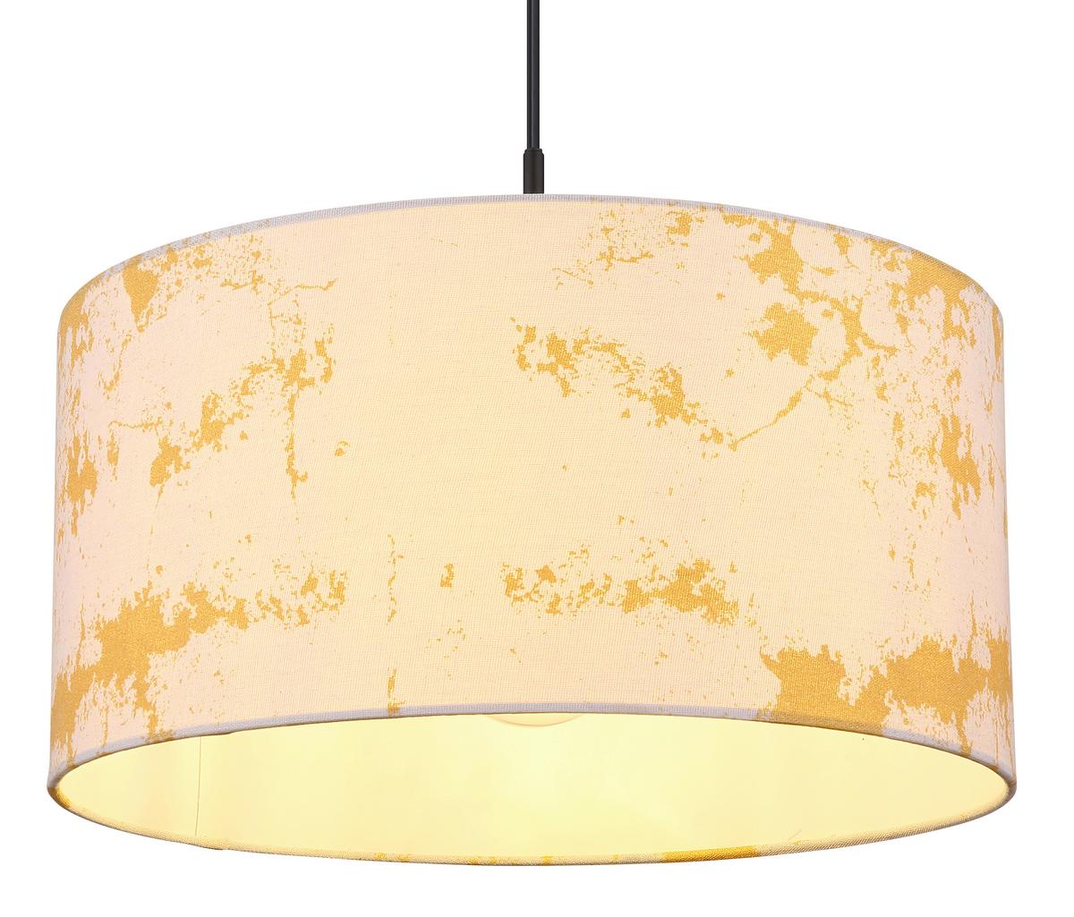 Hängeleuchte H: 150 cm 1-Flammig - Goldfarben/Schwarz, Basics, Textil/Metall (40/150cm) - Globo