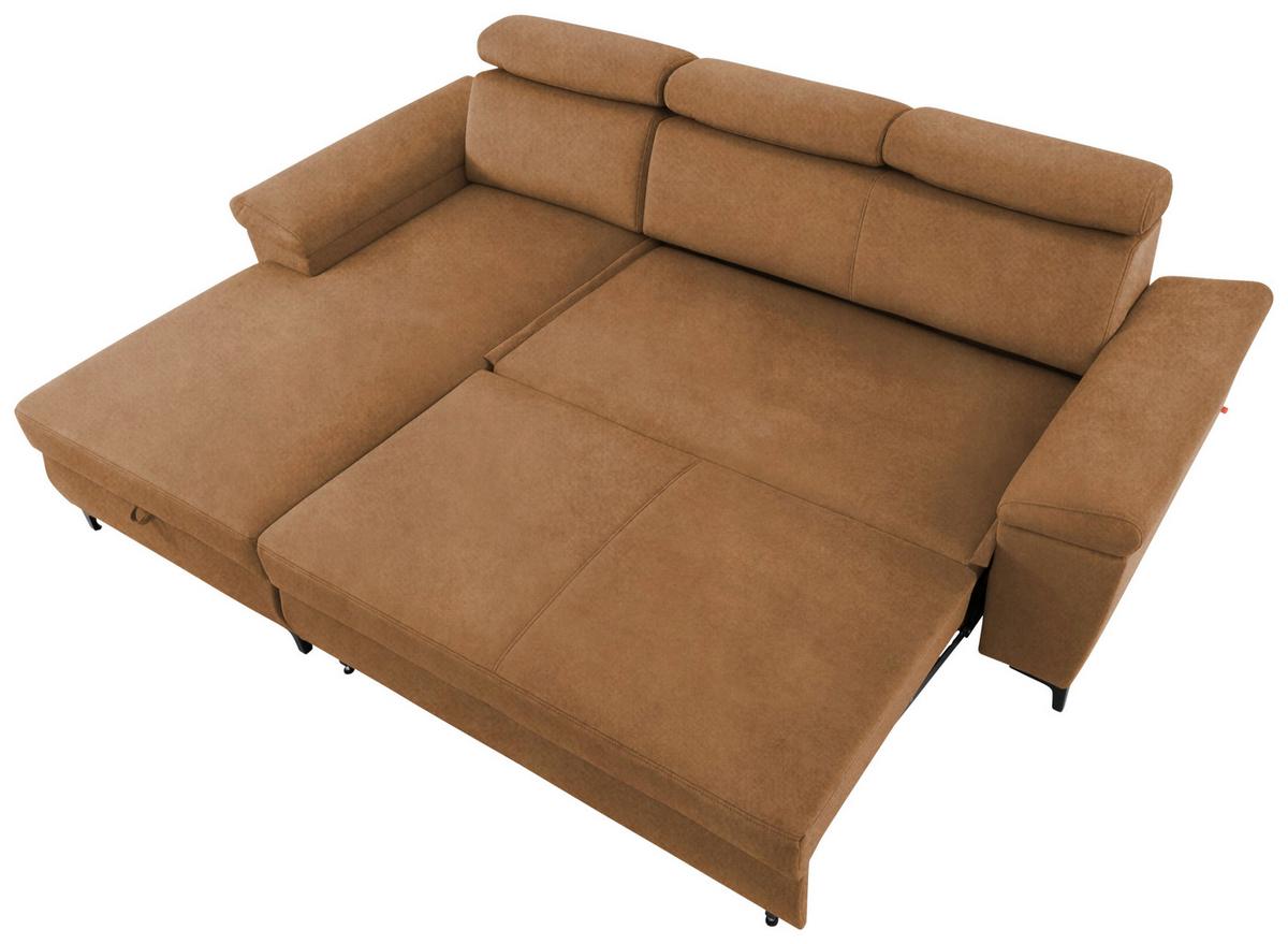 Eckschlafsofa Santi Bernsteinfarben S: 176/258 cm - Bernsteinfarben/Schwarz, MODERN, Textil (176/258cm) - MID.YOU