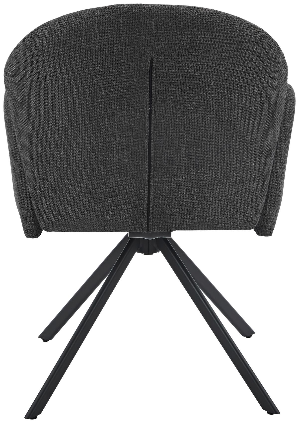 Armlehnstuhl Holly drehbar Webstoff Anthrazit, B: 56,5 cm - Anthrazit, MODERN, Textil/Metall (56,5/61/84cm)