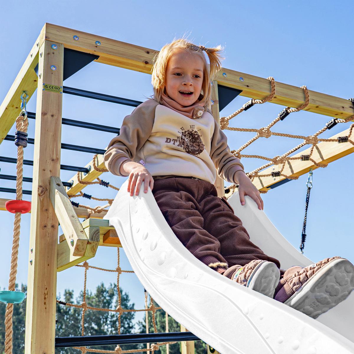 Klettergerüst Mit Rutsche Weiss - Blau/Braun, Basics, Holz/Kunststoff (522,5/196,2/205cm) - Ambia Garden