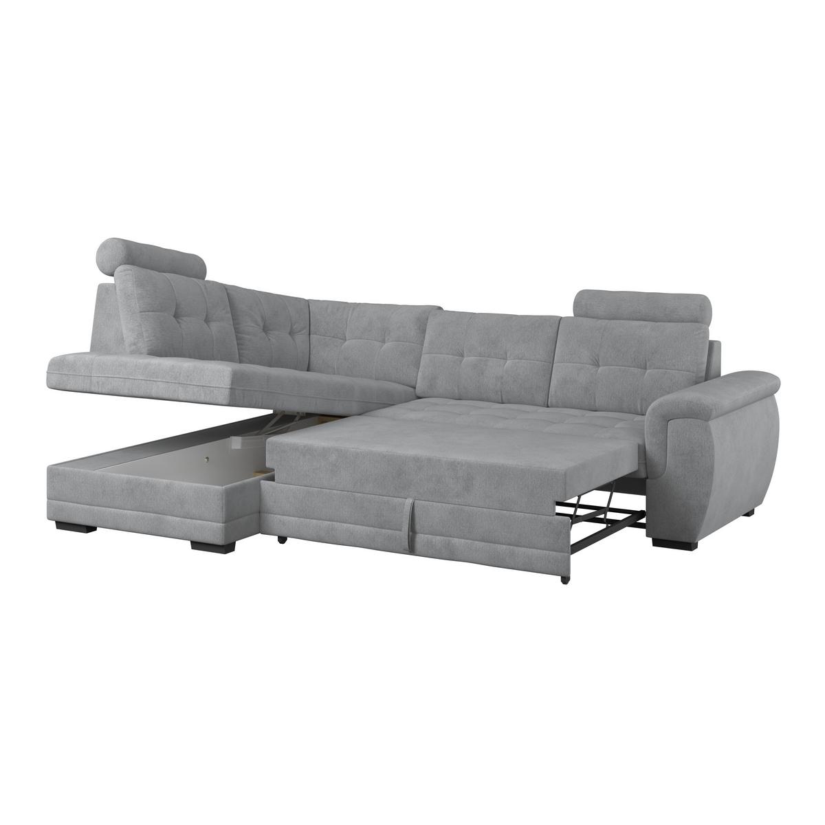 Ecksofa mit Schlaffunktion Falco new Grau 183x251 cm - Schwarz/Grau, KONVENTIONELL, Textil (183/251cm) - Ondega