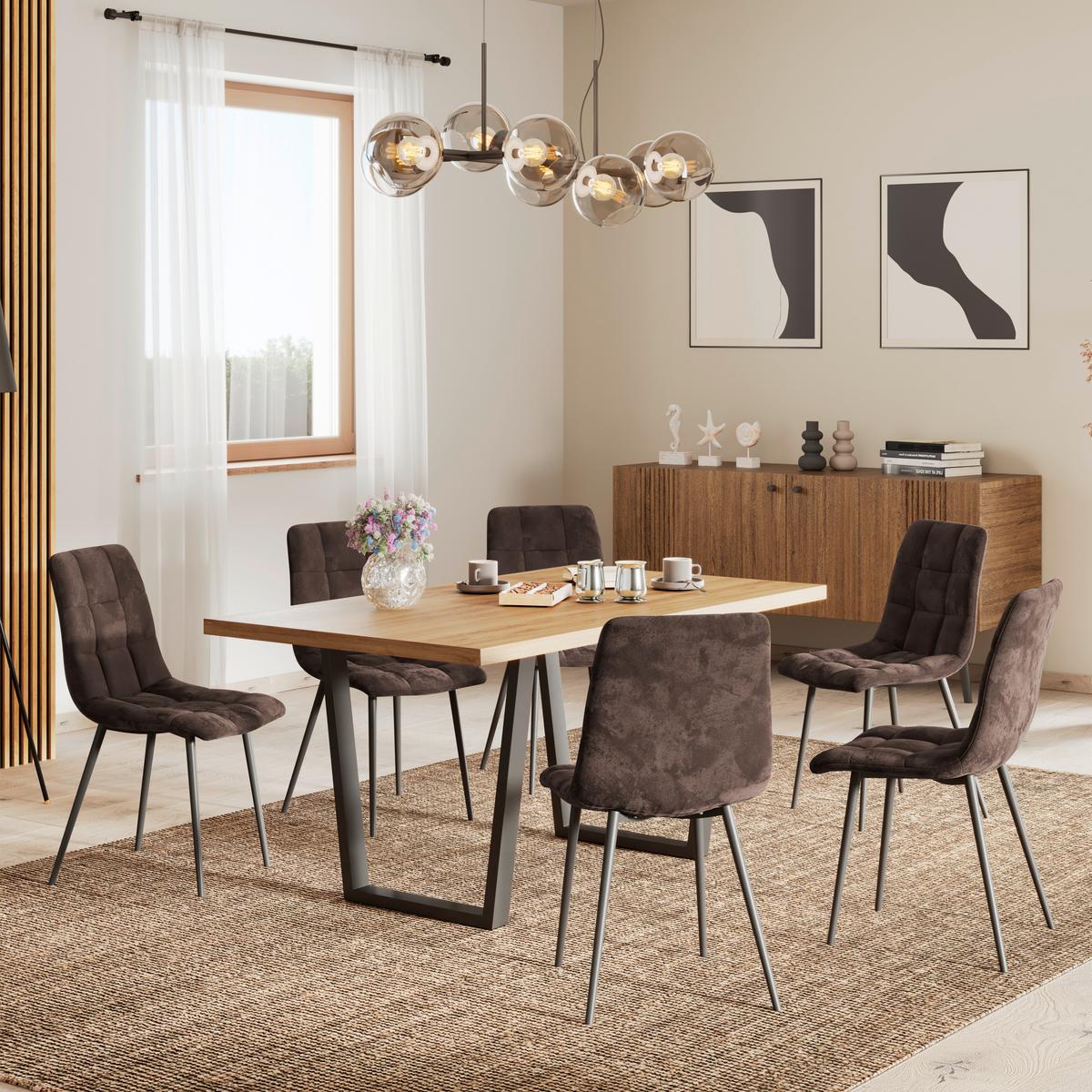 Vierfußstuhl Lech Braun Echtholz Beine - Schwarz/Braun, KONVENTIONELL, Holz/Textil (45/88/55cm)